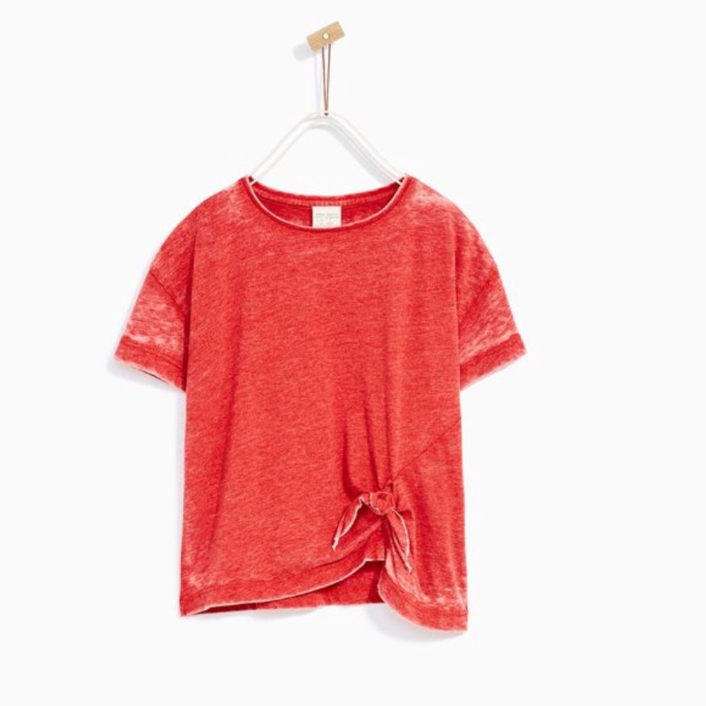 Zara girls red distressed T-shirt